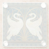 Walter Crane Swan, Rush en Iris Art Nouveau Glazen Onderzetter (Achterkant)