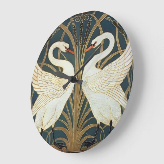 Walter Crane Swan, Rush en Iris Art Nouveau Grote Klok (Hoek)