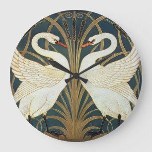 Walter Crane Swan, Rush en Iris Art Nouveau Grote Klok