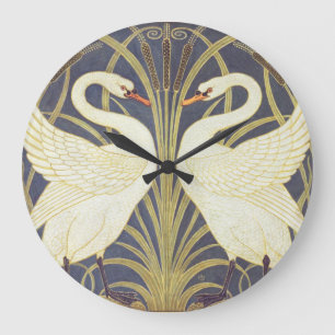 Walter Crane Swan, Rush en Iris Art Nouveau Grote Klok