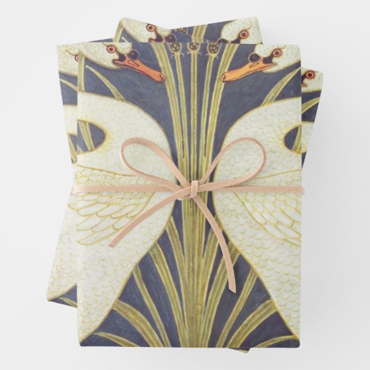 Walter Crane Swan, Rush en Iris Art Nouveau Inpakpapier Vel (In situ)