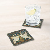 Walter Crane Swan, Rush en Iris Art Nouveau Kartonnen Onderzetters (Insitu)
