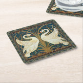 Walter Crane Swan, Rush en Iris Art Nouveau Kartonnen Onderzetters (Schuin)