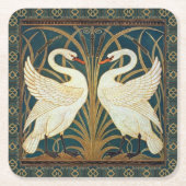 Walter Crane Swan, Rush en Iris Art Nouveau Kartonnen Onderzetters (Voorkant)