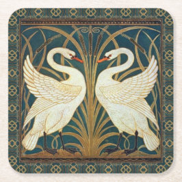 Walter Crane Swan, Rush en Iris Art Nouveau Kartonnen Onderzetters