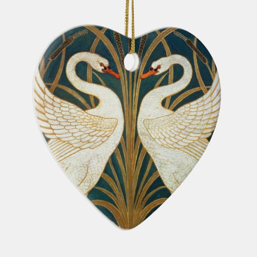 Walter Crane Swan, Rush en Iris Art Nouveau Keramisch Ornament (Rechts)