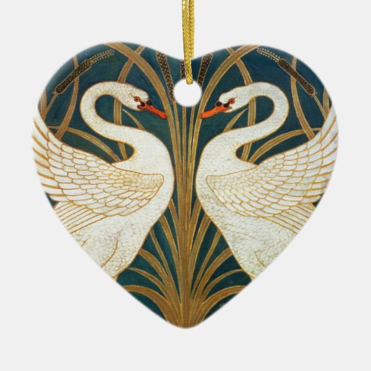 Walter Crane Swan, Rush en Iris Art Nouveau Keramisch Ornament (Voorkant)