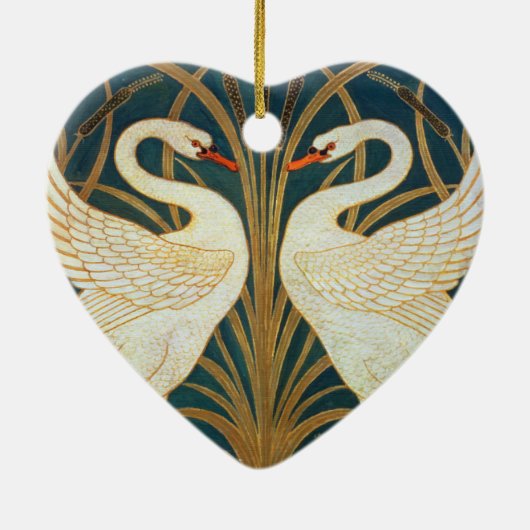 Walter Crane Swan, Rush en Iris Art Nouveau Keramisch Ornament (Achterkant)