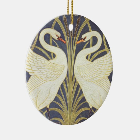 Walter Crane Swan, Rush en Iris Art Nouveau Keramisch Ornament (Rechts)