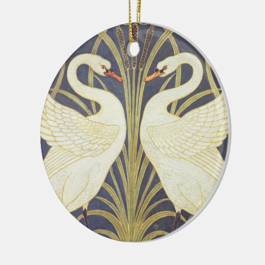 Walter Crane Swan, Rush en Iris Art Nouveau Keramisch Ornament (Links)