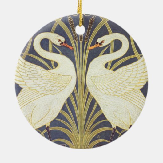 Walter Crane Swan, Rush en Iris Art Nouveau Keramisch Ornament (Achterkant)