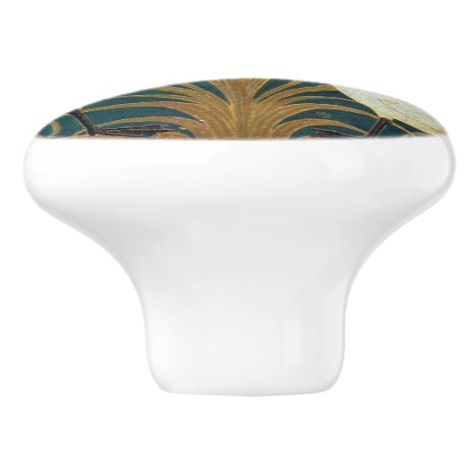 Walter Crane Swan, Rush en Iris Art Nouveau Keramische Knop (Zijkant)