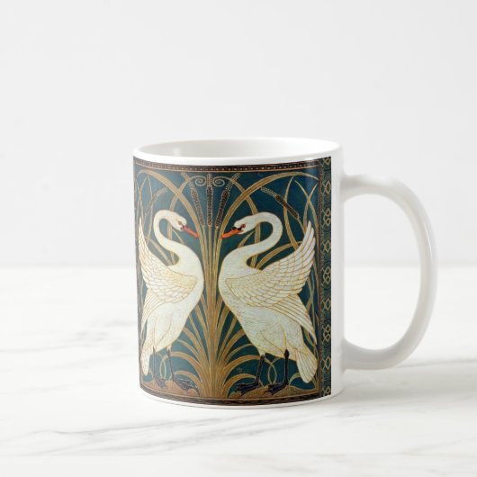 Walter Crane Swan, Rush en Iris Art Nouveau Koffiemok (Rechts)