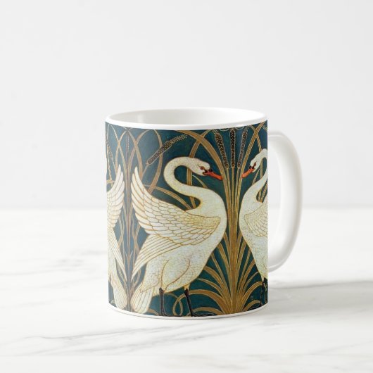 Walter Crane Swan, Rush en Iris Art Nouveau Koffiemok (Voorkant rechts)