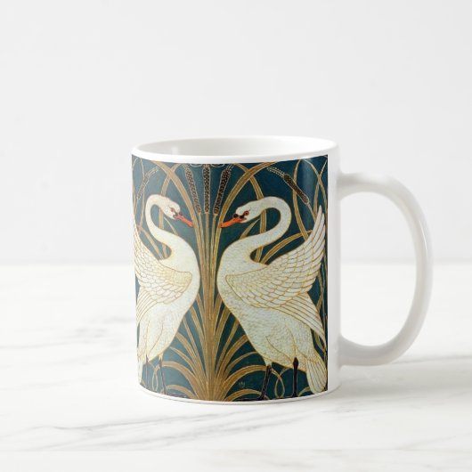 Walter Crane Swan, Rush en Iris Art Nouveau Koffiemok (Rechts)