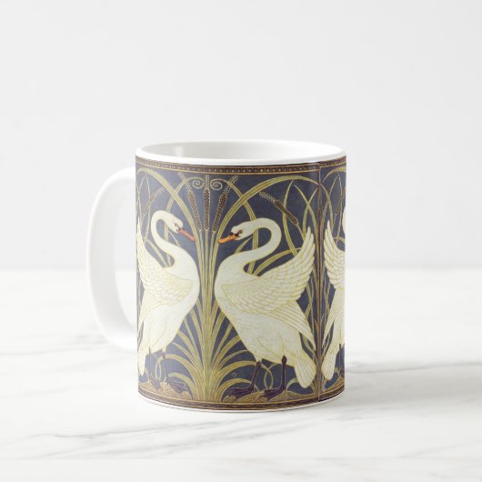 Walter Crane Swan, Rush en Iris Art Nouveau Koffiemok (Voorkant links)