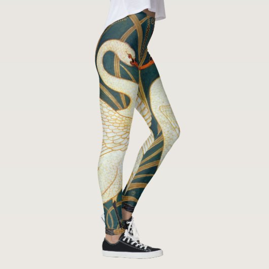 Walter Crane Swan, Rush en Iris Art Nouveau Leggings (Rechts)