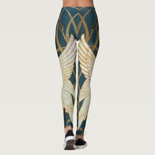 Walter Crane Swan, Rush en Iris Art Nouveau Leggings (Achterkant)