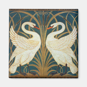 Walter Crane Swan, Rush en Iris Art Nouveau Magneet
