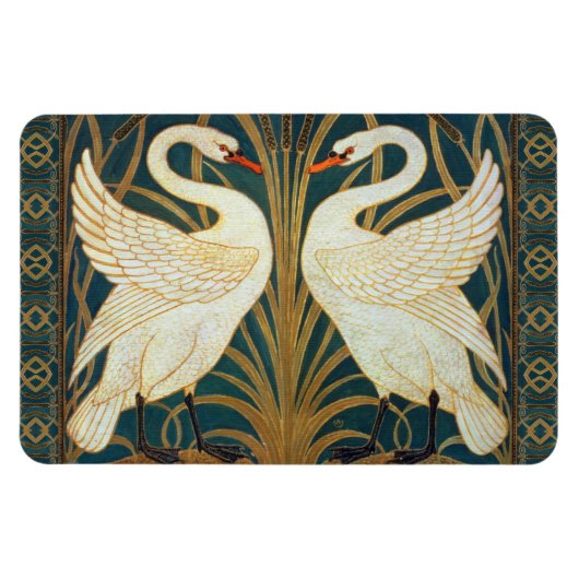 Walter Crane Swan, Rush en Iris Art Nouveau Magneet (Horizontaal)