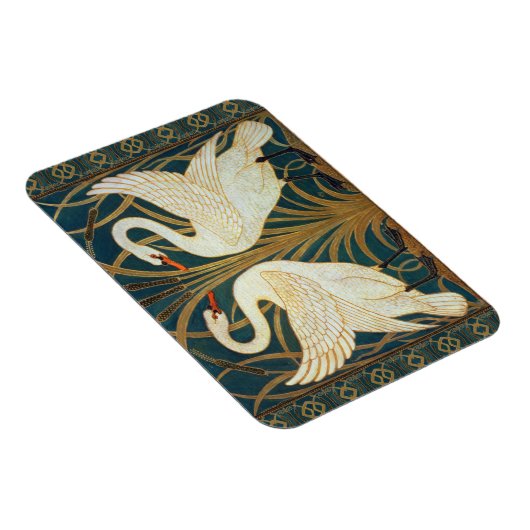 Walter Crane Swan, Rush en Iris Art Nouveau Magneet (Rechterzijde)