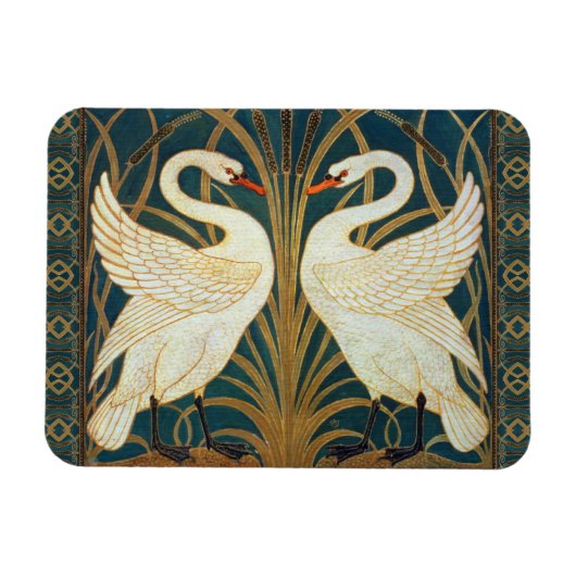 Walter Crane Swan, Rush en Iris Art Nouveau Magneet (Horizontaal)