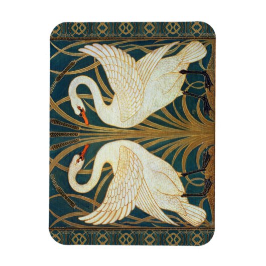 Walter Crane Swan, Rush en Iris Art Nouveau Magneet (Verticaal)
