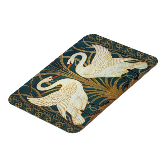 Walter Crane Swan, Rush en Iris Art Nouveau Magneet (Linkerzijde)