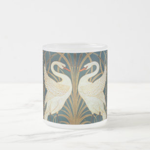 Walter Crane Swan, Rush en Iris Art Nouveau Matglas Koffiemok