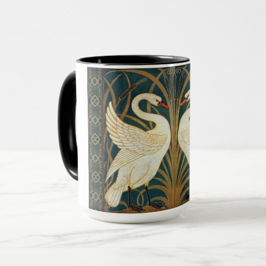 Walter Crane Swan, Rush en Iris Art Nouveau Mok (Voorkant links)