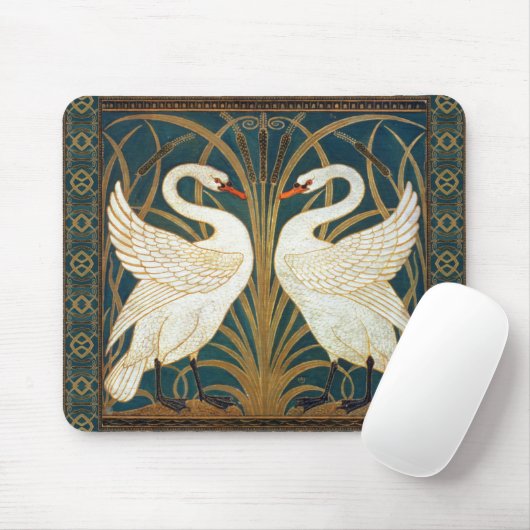 Walter Crane Swan, Rush en Iris Art Nouveau Muismat (Met muis)