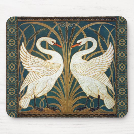 Walter Crane Swan, Rush en Iris Art Nouveau Muismat (Voorkant)