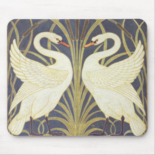 Walter Crane Swan, Rush en Iris Art Nouveau Muismat