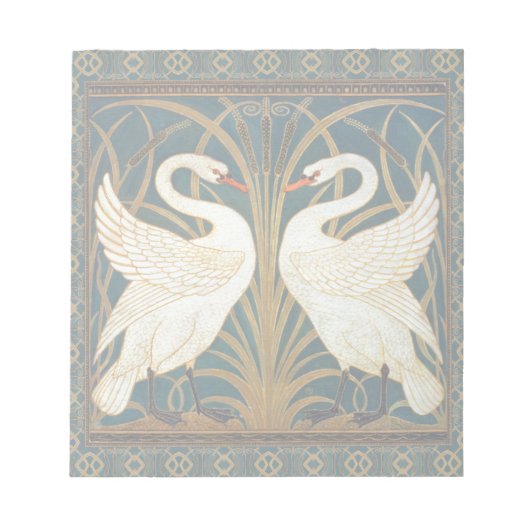 Walter Crane Swan, Rush en Iris Art Nouveau Notitieblok (Voorkant)