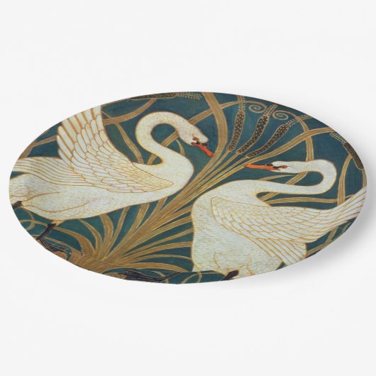 Walter Crane Swan, Rush en Iris Art Nouveau Papieren Bordje (Gekanteld)
