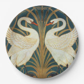 Walter Crane Swan, Rush en Iris Art Nouveau Papieren Bordje (Voorkant)