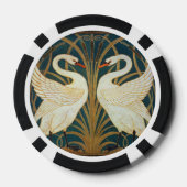 Walter Crane Swan, Rush en Iris Art Nouveau Poker Chips (Achterkant)