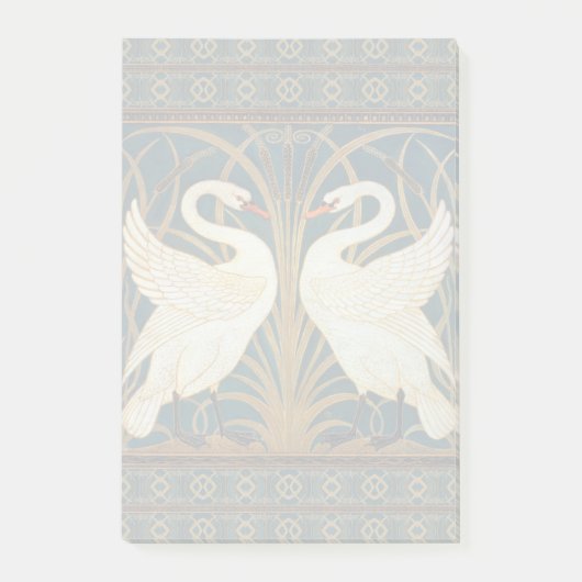 Walter Crane Swan, Rush en Iris Art Nouveau Post-it® Notes (Voorkant)