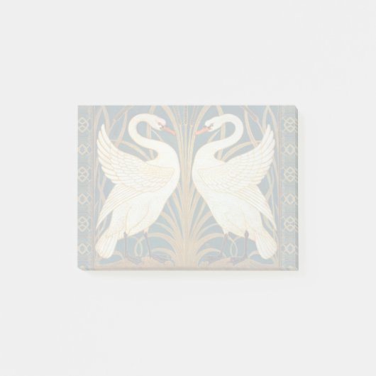 Walter Crane Swan, Rush en Iris Art Nouveau Post-it® Notes (Voorkant)