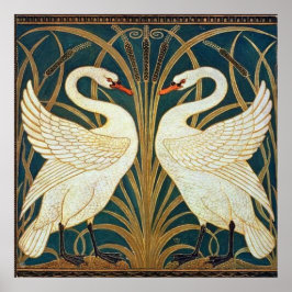 Walter Crane Swan, Rush en Iris Art Nouveau Poster