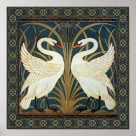 Walter Crane Swan, Rush en Iris Art Nouveau Poster