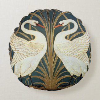 Walter Crane Swan, Rush en Iris Art Nouveau Rond Kussen