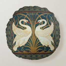 Walter Crane Swan, Rush en Iris Art Nouveau Rond Kussen