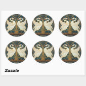 Walter Crane Swan, Rush en Iris Art Nouveau Ronde Sticker (Vel)
