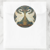 Walter Crane Swan, Rush en Iris Art Nouveau Ronde Sticker (Tas)