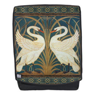 Walter Crane Swan, Rush en Iris Art Nouveau Rugtassen