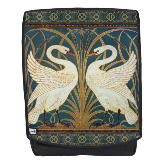 Walter Crane Swan, Rush en Iris Art Nouveau Rugtassen (Voorkant)