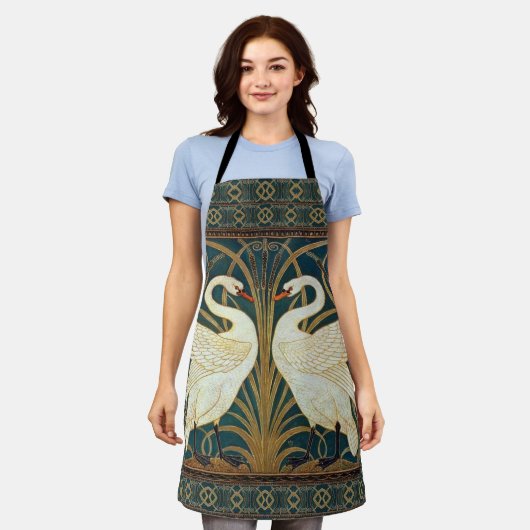 Walter Crane Swan, Rush en Iris Art Nouveau Schort (Gedragen)