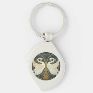 Walter Crane Swan, Rush en Iris Art Nouveau Sleutelhanger