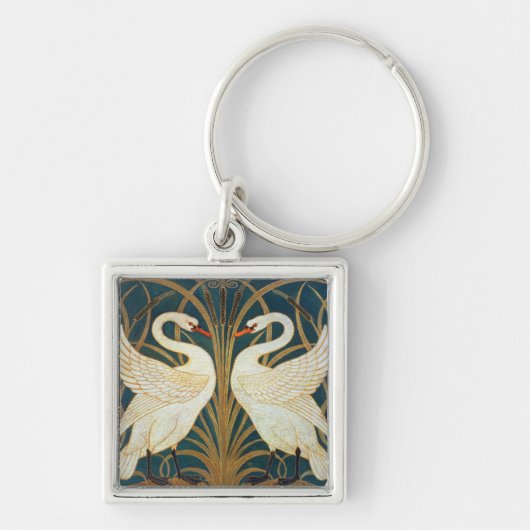 Walter Crane Swan, Rush en Iris Art Nouveau Sleutelhanger (Voorkant)